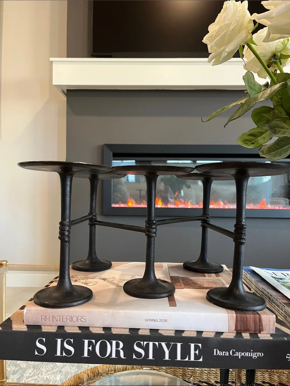Set of Four Black Iron Pottery Barn Candle Holders